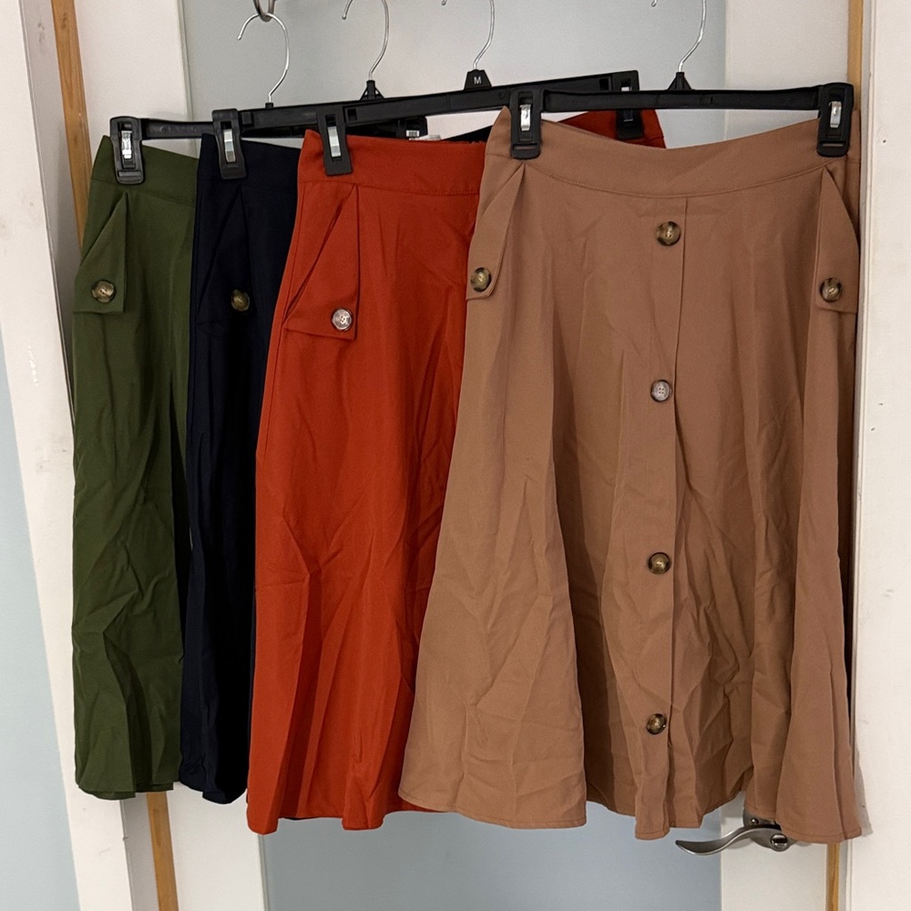 SHEIN A-Line Skirt Set - Black, Green, Orange, Tan